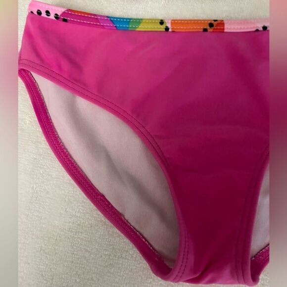 Girls medium (7/8) Xhileration pink with yellow, blue, green circles tankini - Picture 7 of 12